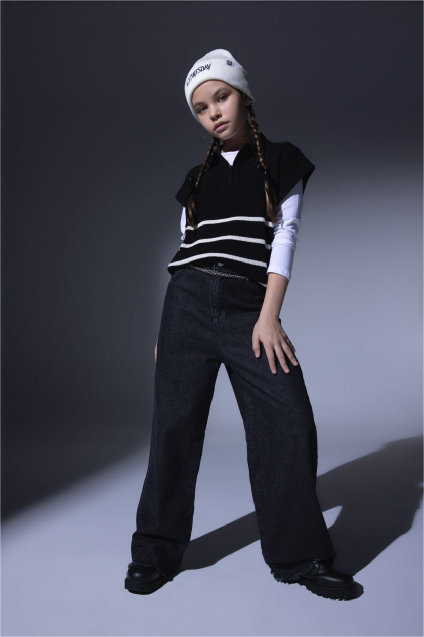 GIRLS & TEENS Black Girl Regular Fit Sweater Vest