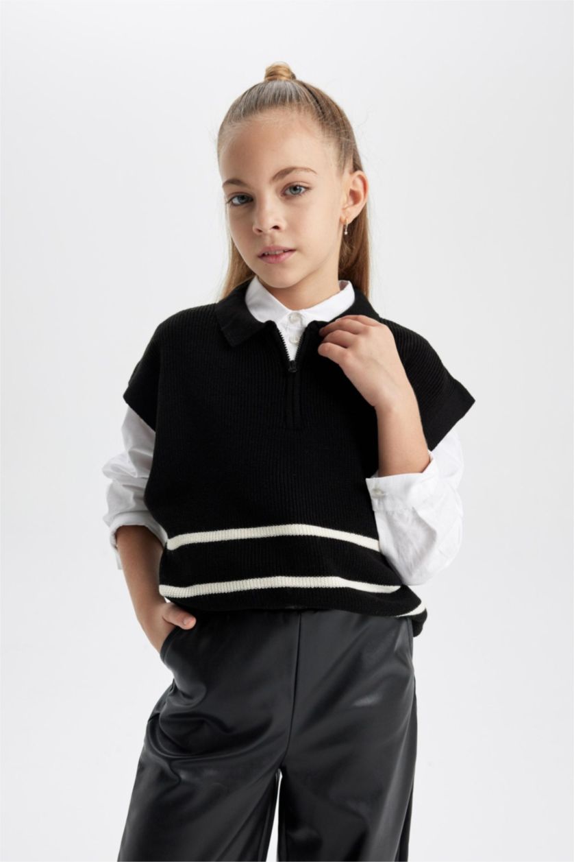 GIRLS & TEENS Black Girl Regular Fit Sweater Vest