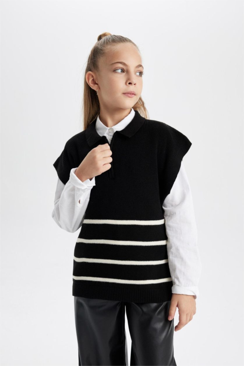 GIRLS & TEENS Black Girl Regular Fit Sweater Vest