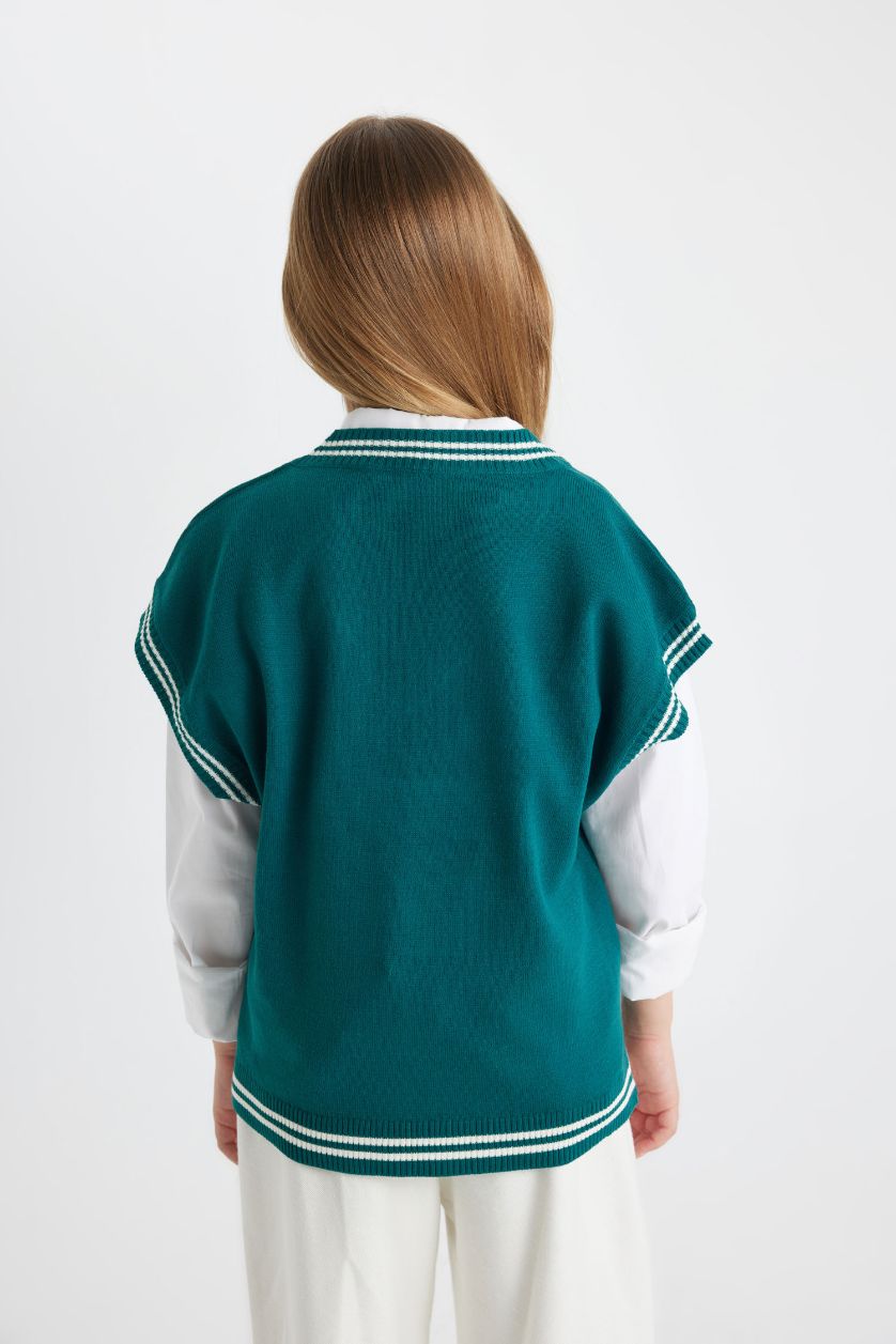 بناتي أخضر غامق بلوفر تريكو كت بناتي قصة عادية أخضر غامق