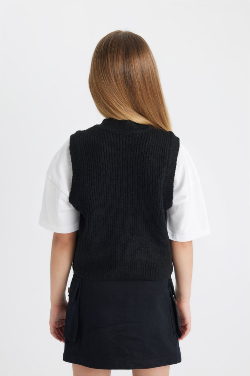 Девочки и подростки Черный Свитер с круглым вырезом для девочек