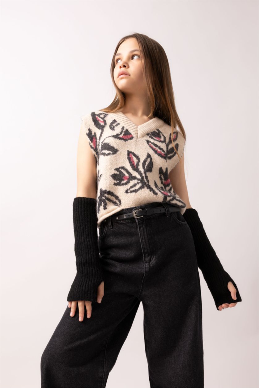 GIRLS & TEENS Ecru Girl Regular Fit Sweater Vest