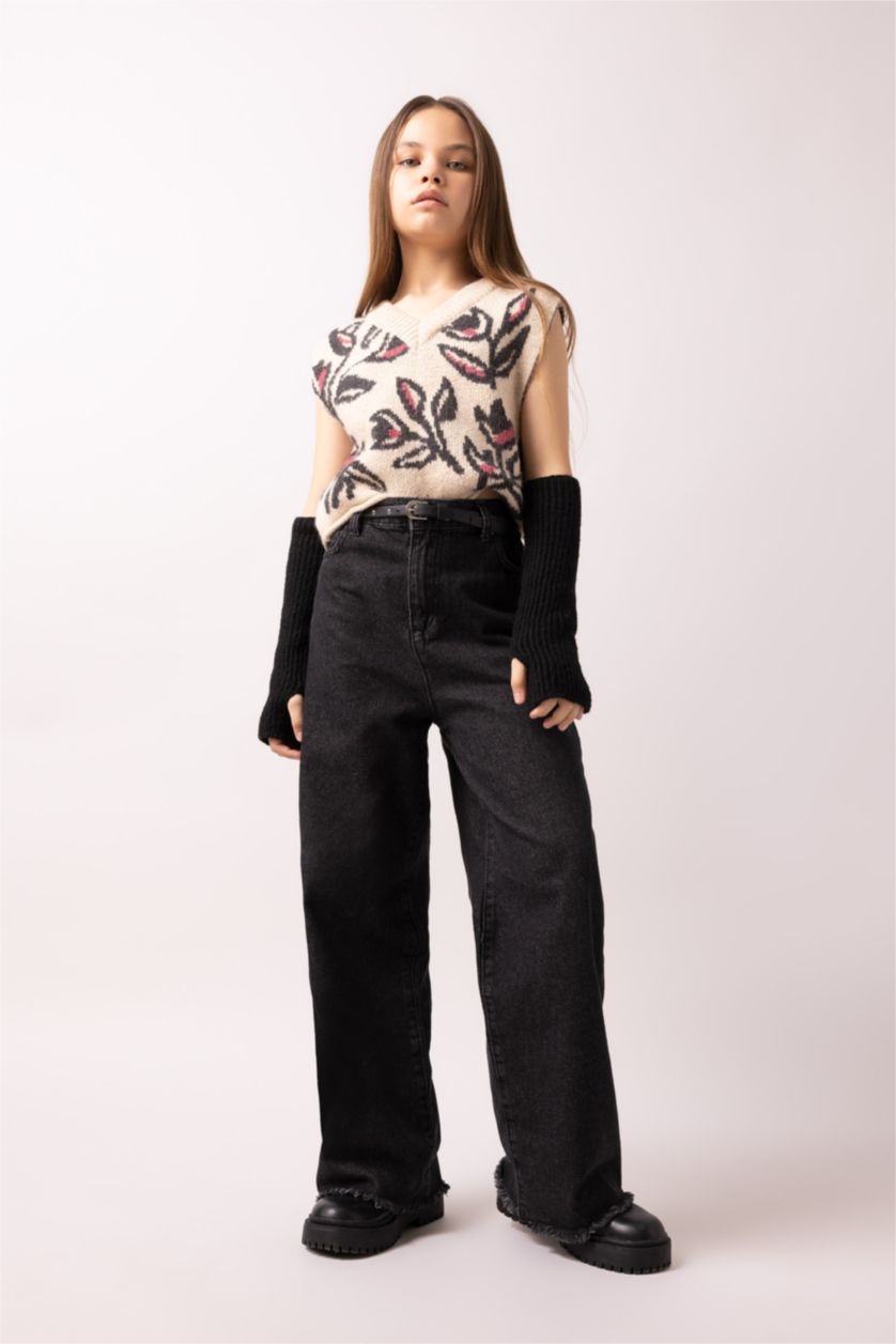 GIRLS & TEENS Ecru Girl Regular Fit Sweater Vest