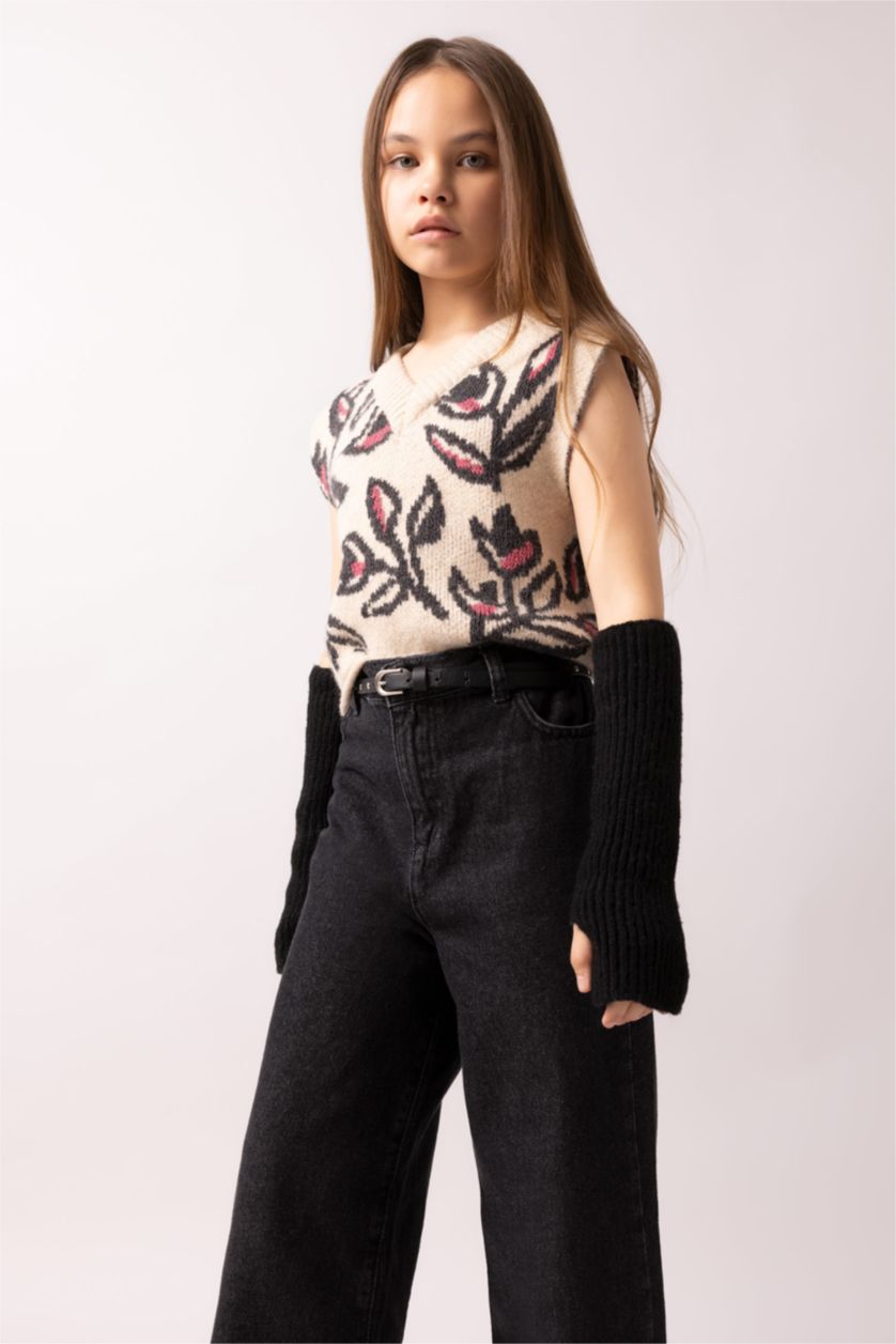 GIRLS & TEENS Ecru Girl Regular Fit Sweater Vest