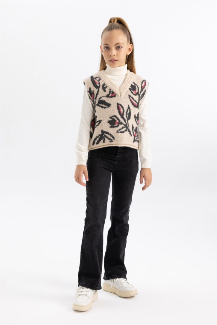 GIRLS & TEENS Ecru Girl Regular Fit Sweater Vest