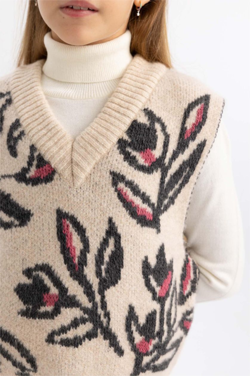 GIRLS & TEENS Ecru Girl Regular Fit Sweater Vest