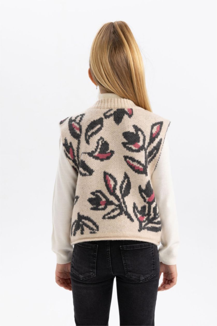 GIRLS & TEENS Ecru Girl Regular Fit Sweater Vest