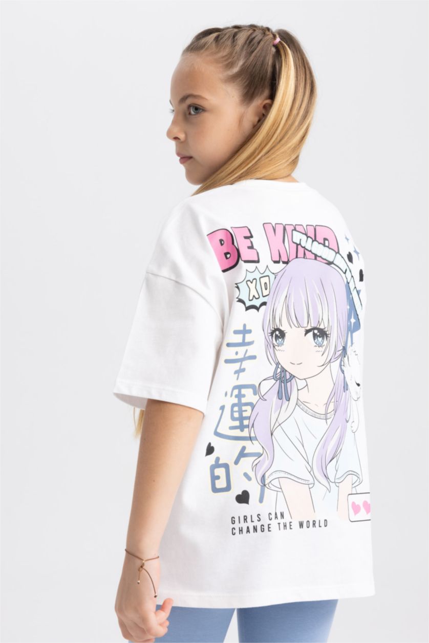 بنات أبيض طقم بناتي شورت تي شيرت - قطعتين