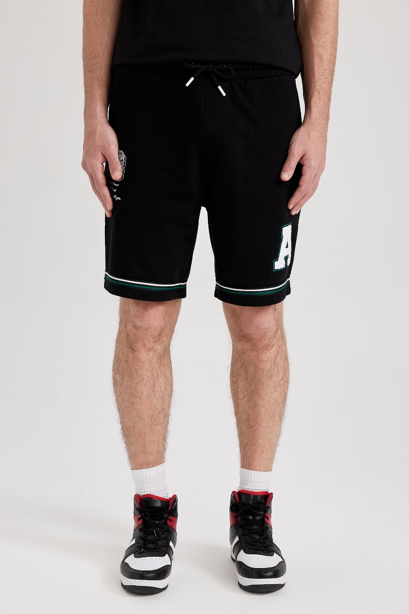 رجالي أسود شورت قطن قصة عادية بجيب