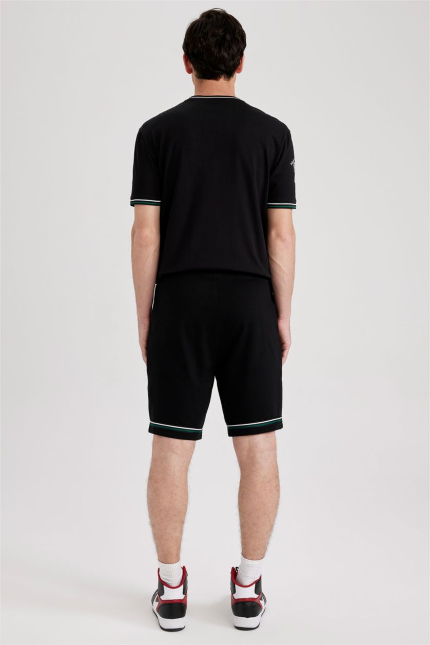 رجالي أسود شورت قطن قصة عادية بجيب