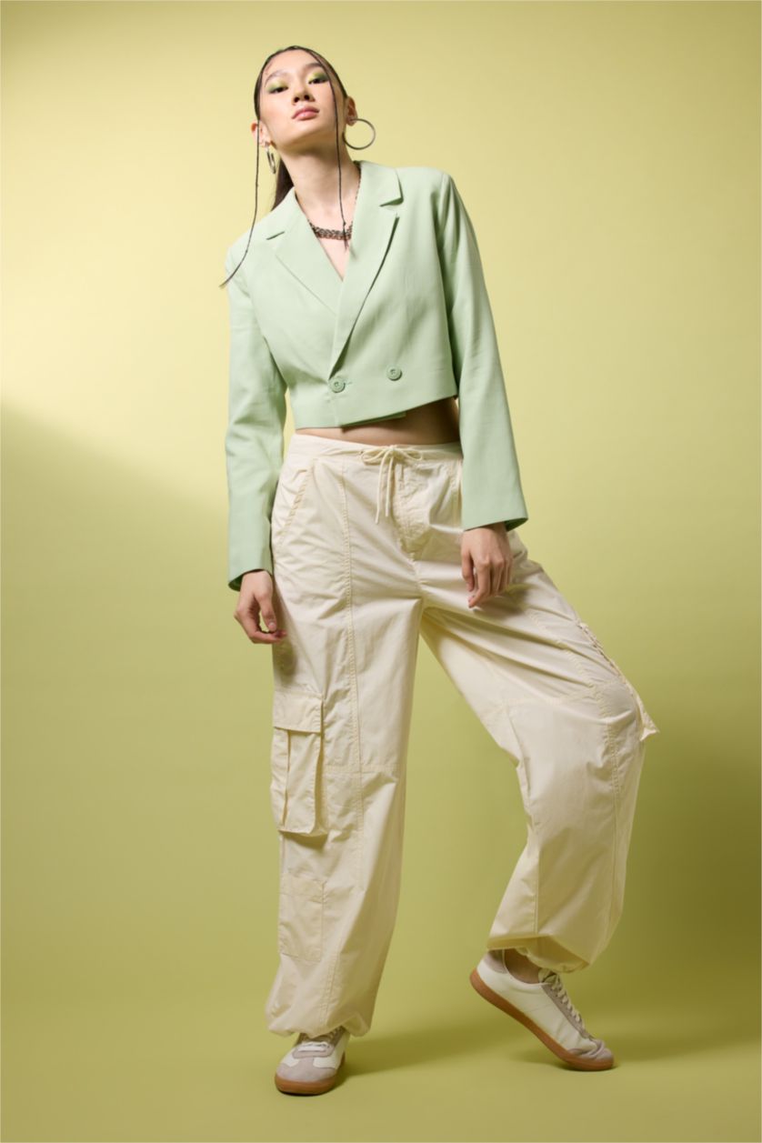 WOMAN Ecru Parachute Poplin Standard Cotton Trousers