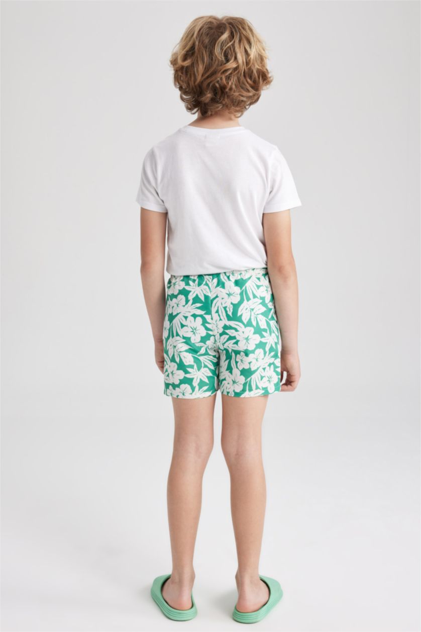 BOYS & TEENS Light Green Boy Regular Fit Swim Shorts