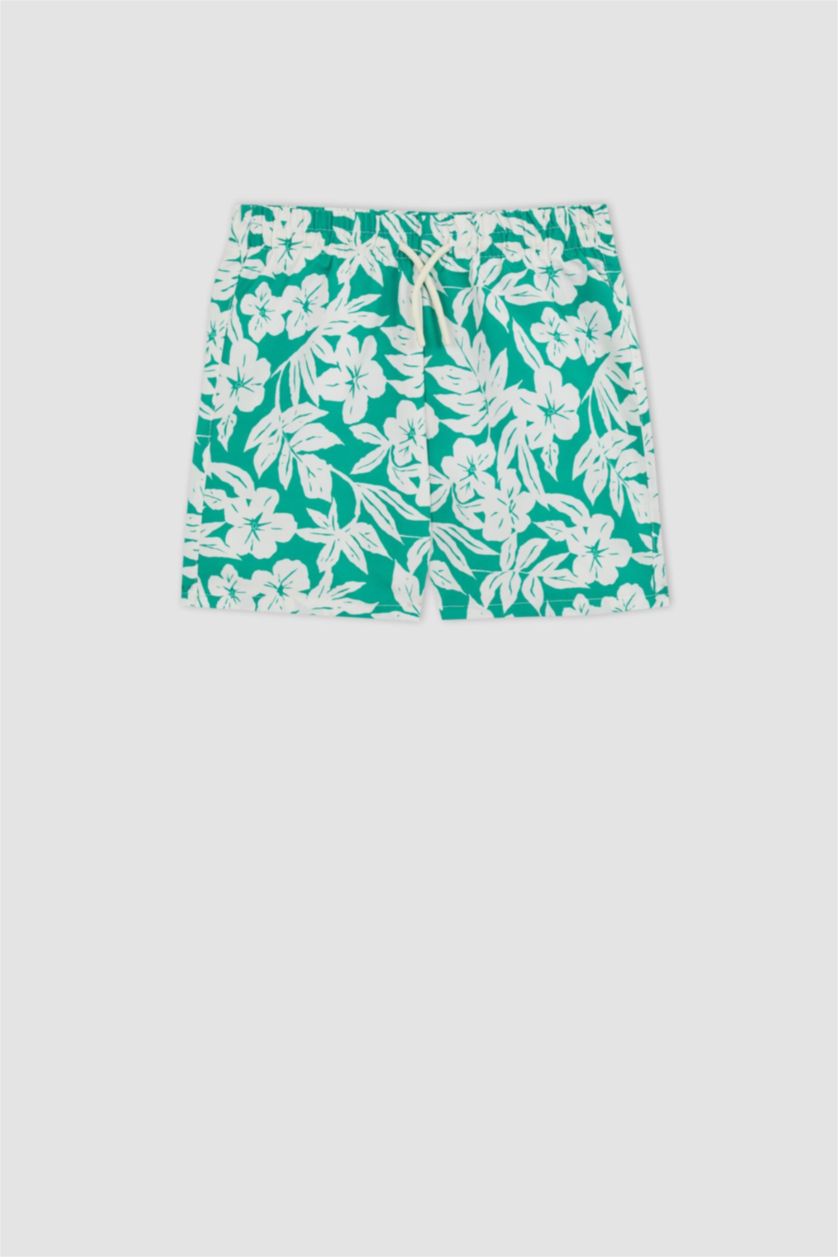 BOYS & TEENS Light Green Boy Regular Fit Swim Shorts