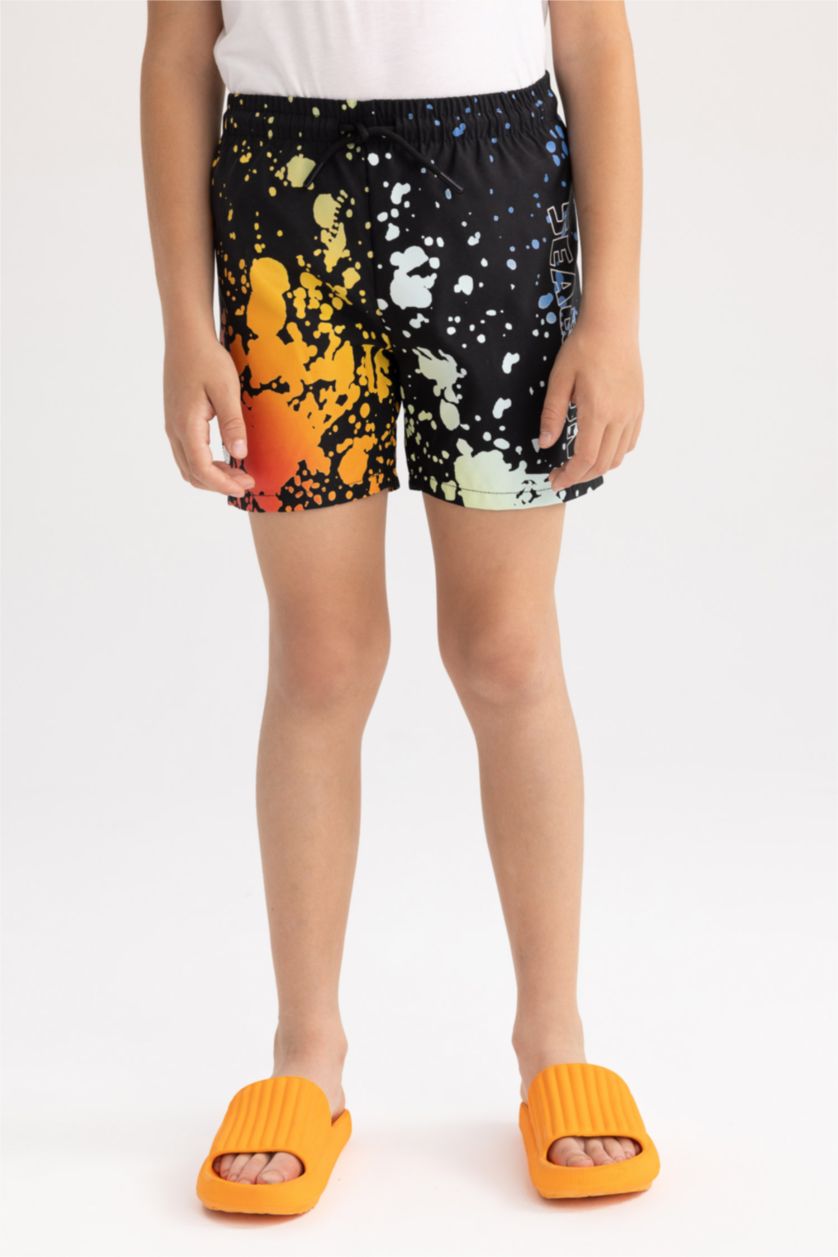 Boys & Teens Black Boy Regular Fit Swim Shorts