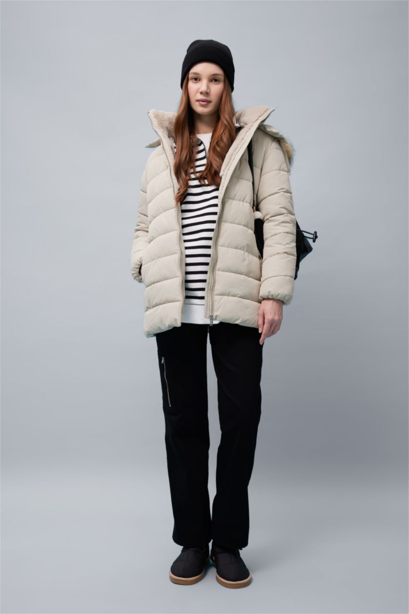 نساء بيج جاكيت دودون قصة عادية بغطاء للرأس