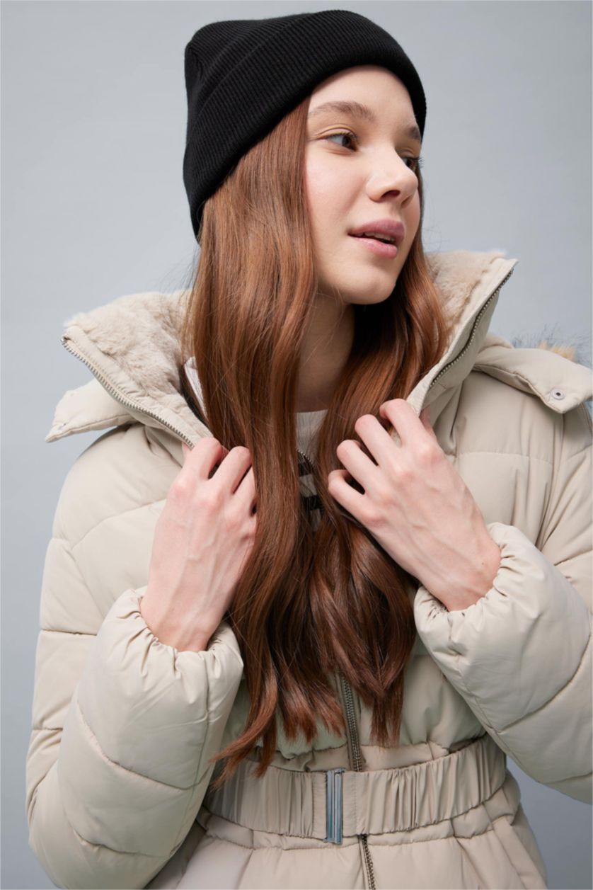 نساء بيج جاكيت دودون قصة عادية بغطاء للرأس