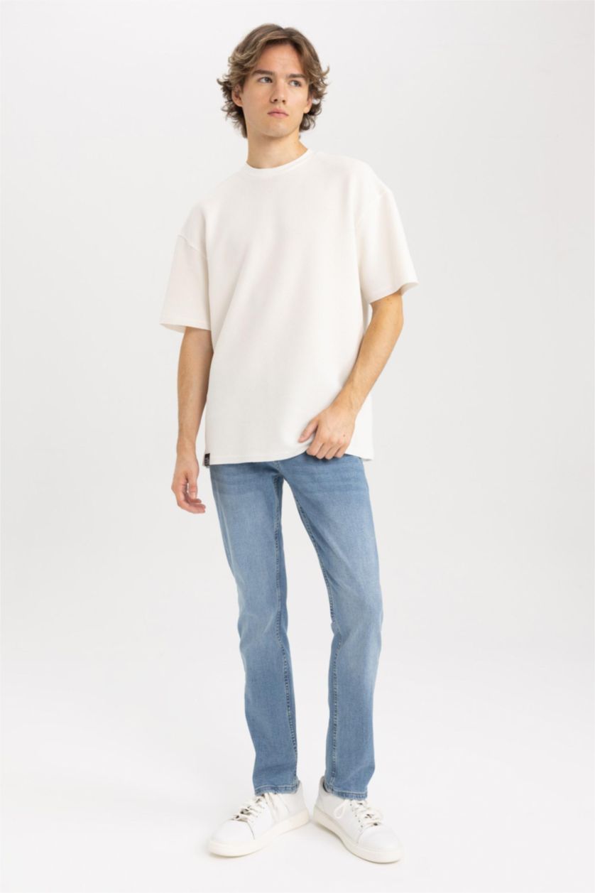 رجالي أزرق فاتح بنطلون جينز بيدرو سليم فيت برجل ضيقة