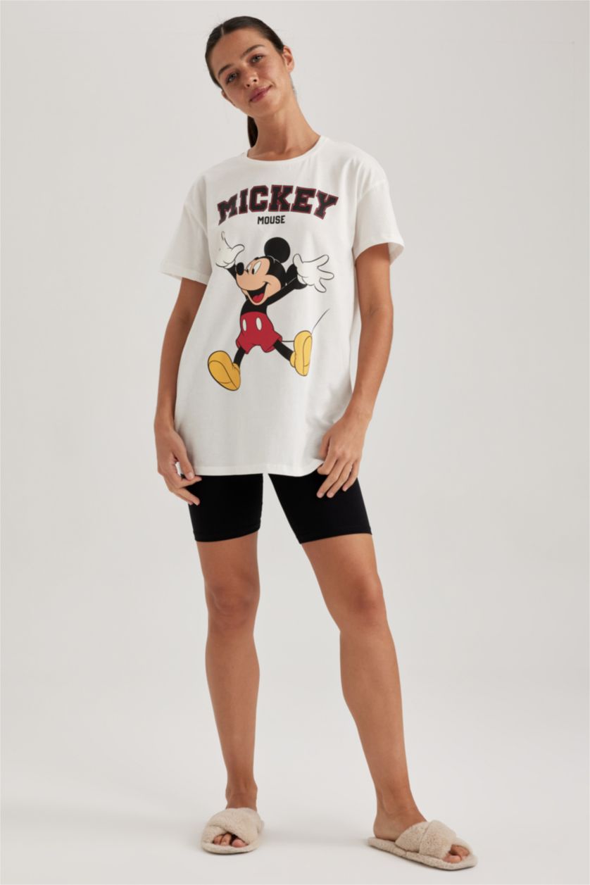 WOMAN Black Fall in Love Disney Mickey & Minnie Licensed Oversize Fit Short Sleeve Set of 2