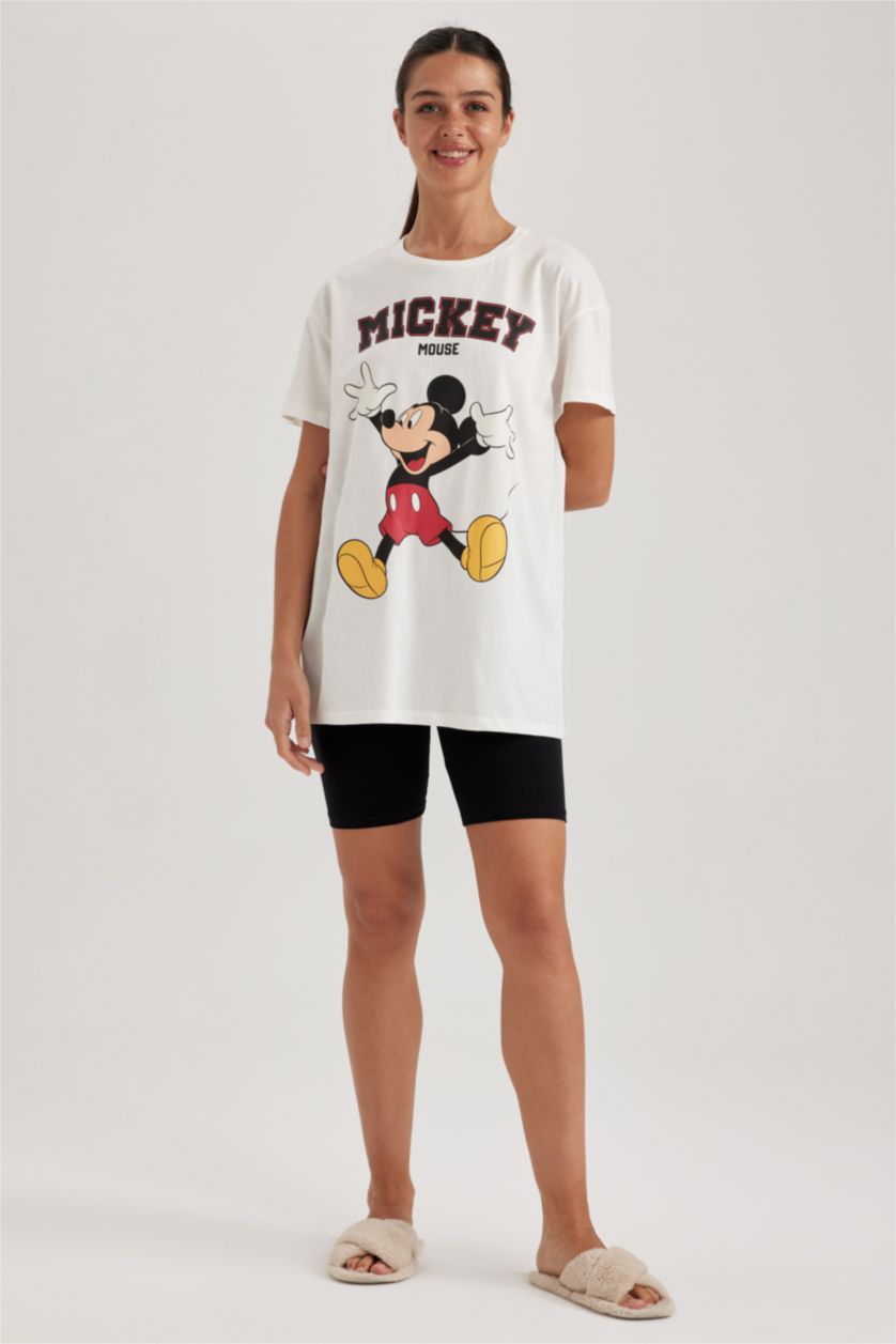 WOMAN Black Fall in Love Disney Mickey & Minnie Licensed Oversize Fit Short Sleeve Set of 2