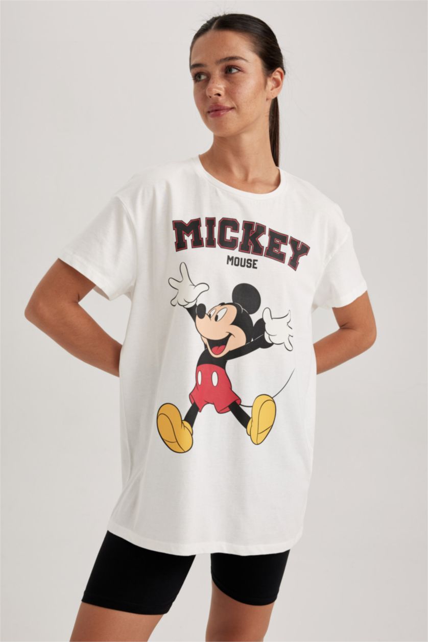WOMAN Black Fall in Love Disney Mickey & Minnie Licensed Oversize Fit Short Sleeve Set of 2