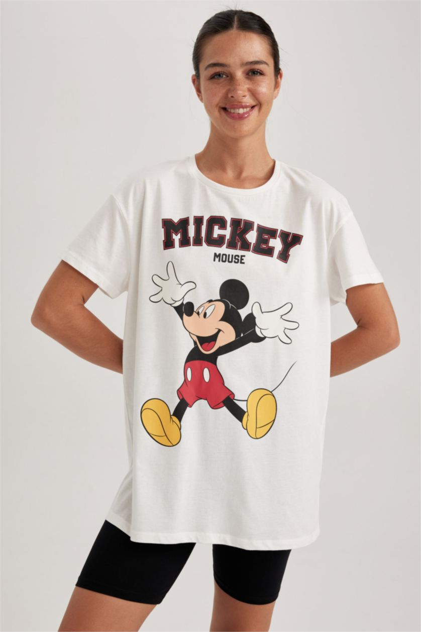 WOMAN Black Fall in Love Disney Mickey & Minnie Licensed Oversize Fit Short Sleeve Set of 2