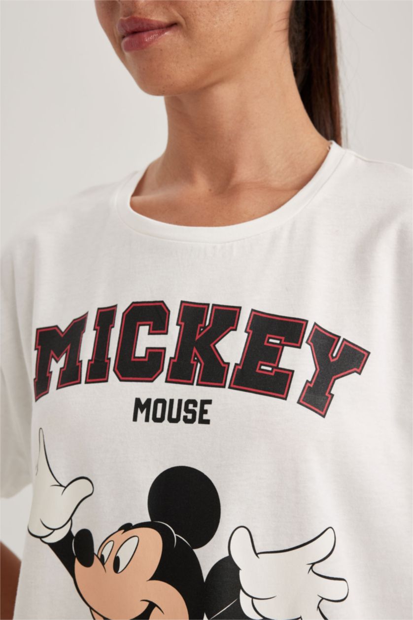 WOMAN Black Fall in Love Disney Mickey & Minnie Licensed Oversize Fit Short Sleeve Set of 2