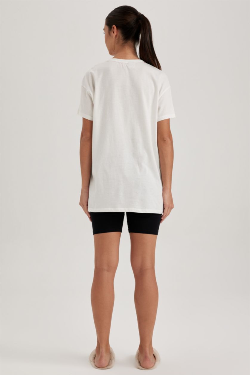 WOMAN Black Fall in Love Disney Mickey & Minnie Licensed Oversize Fit Short Sleeve Set of 2