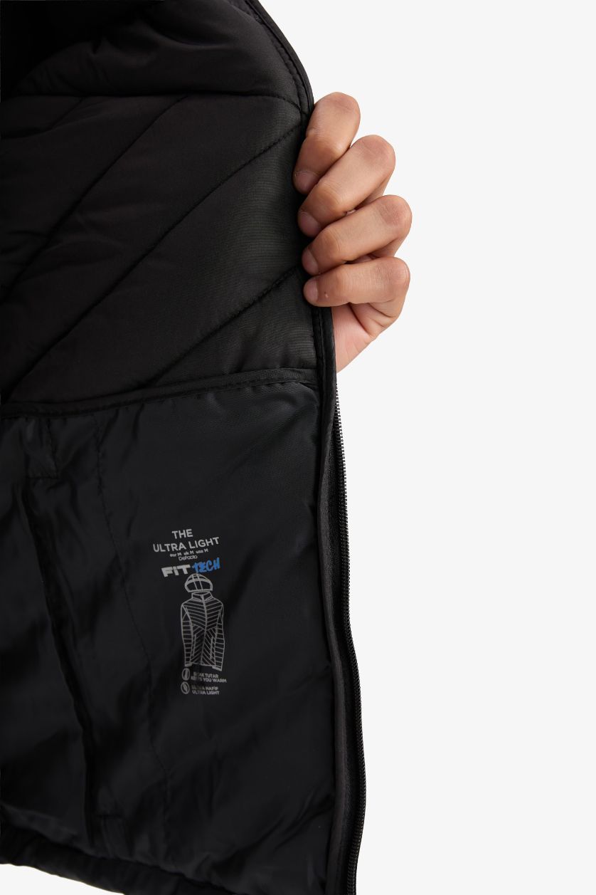 Erkek Siyah Su İtici Rüzgar Geçirmez Slim Fit Mont