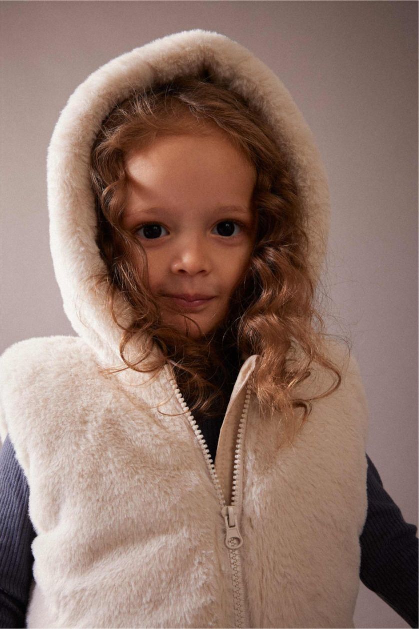 ДІВЧИНКА Слонова кістка Жилет стандартного крою з хутра для малюків дівчаток
