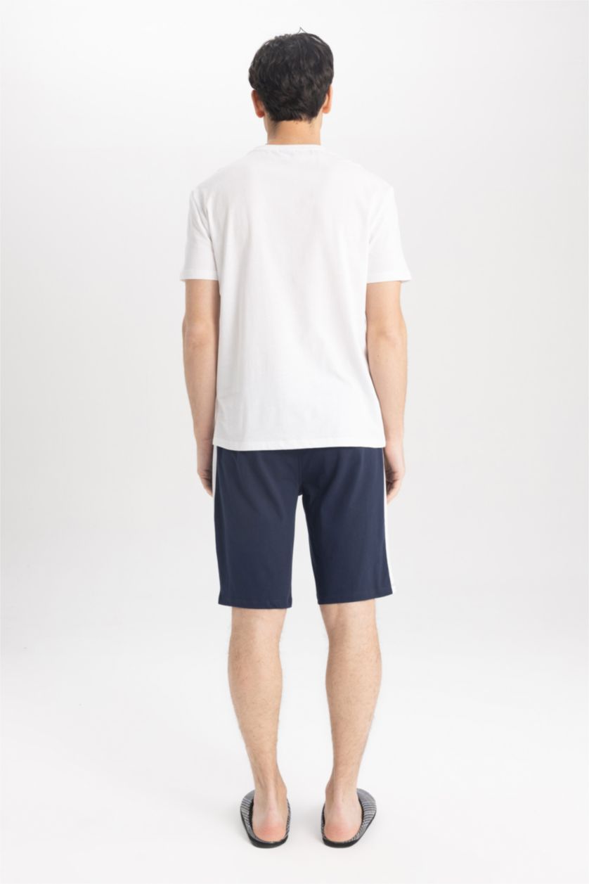 رجال أبيض طقم بقصة عادية بأكمام قصيرة - قطعتين