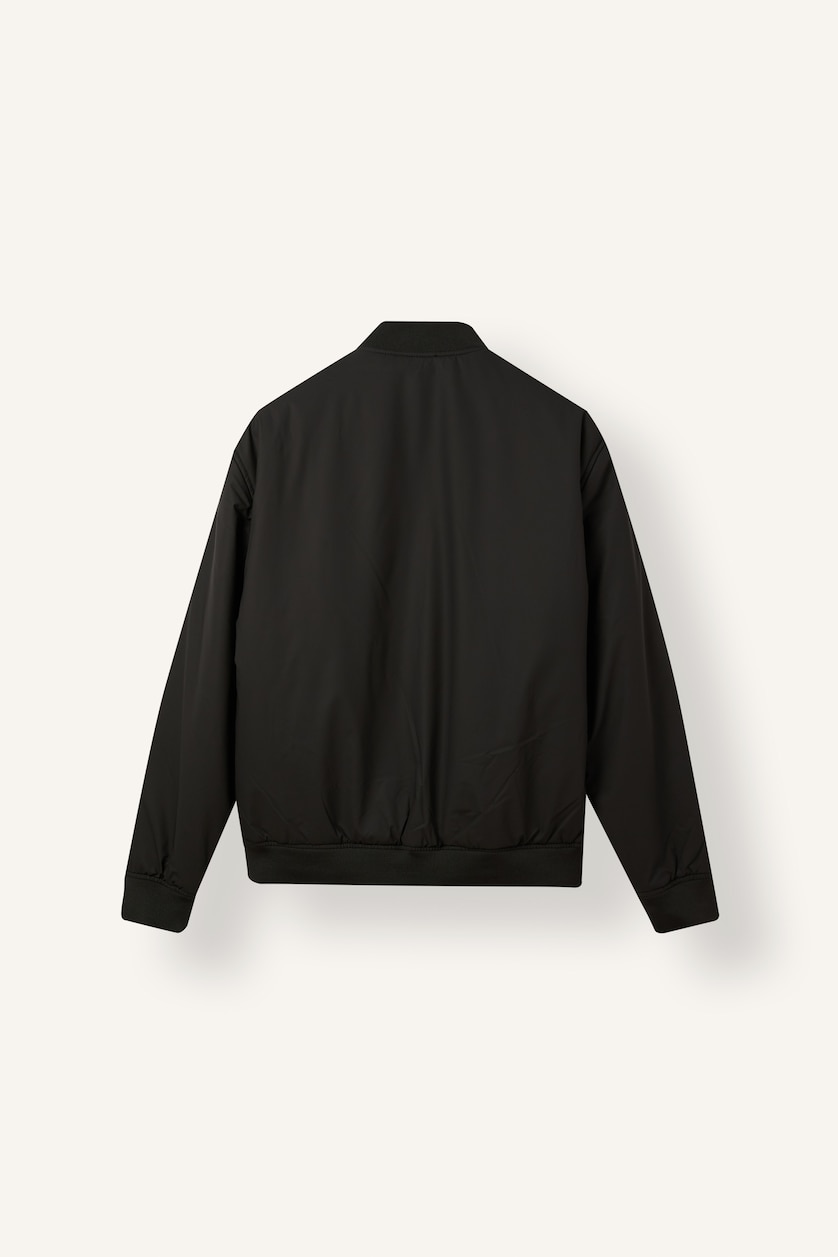 MAN Black Slim Fit Water-Repellent Mid-Season Lined Zip-Up Bomber Jacket