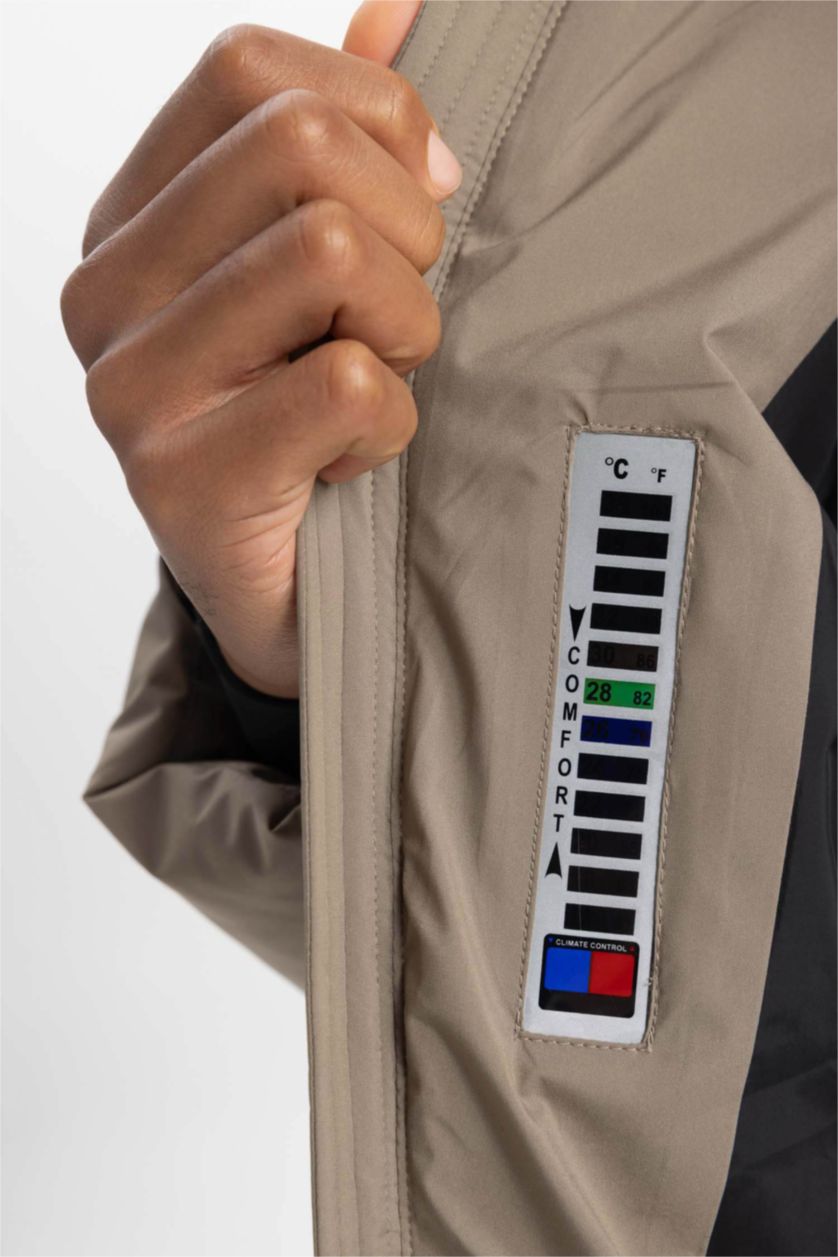 MAN Grey DeFactoFit Waterproof Slim Fit Hooded Puffer Jacket