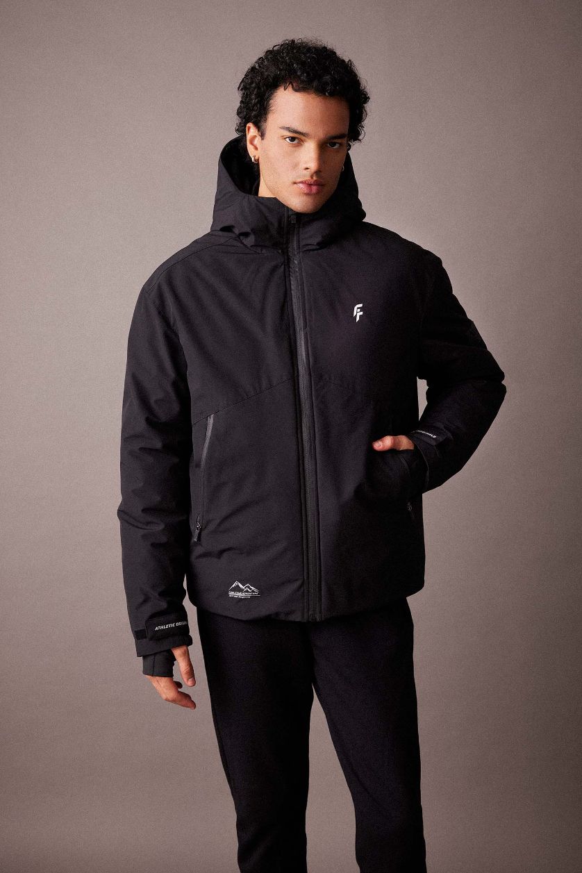 MAN Black DeFactoFit Slim Fit Hooded Silk Fabric Jacket