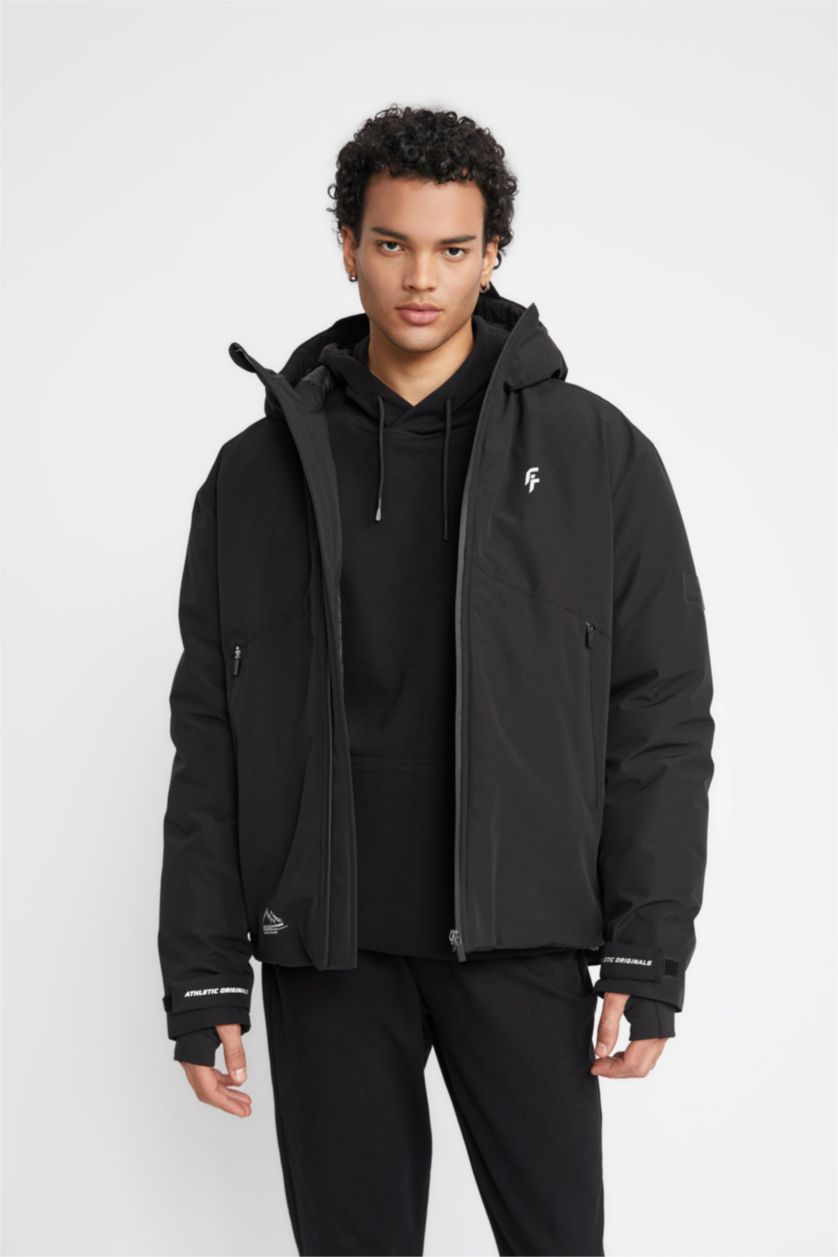 MAN Black DeFactoFit Slim Fit Hooded Silk Fabric Jacket