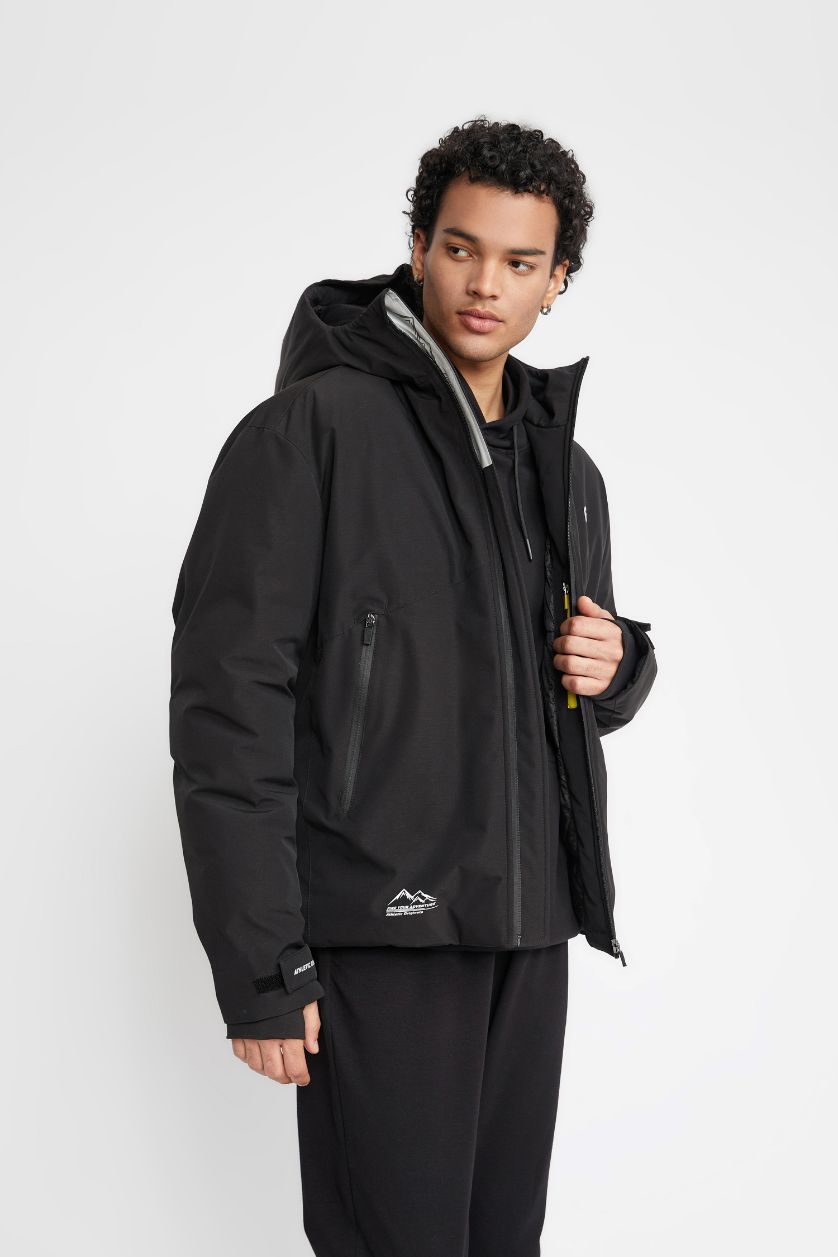 MAN Black DeFactoFit Slim Fit Hooded Silk Fabric Jacket