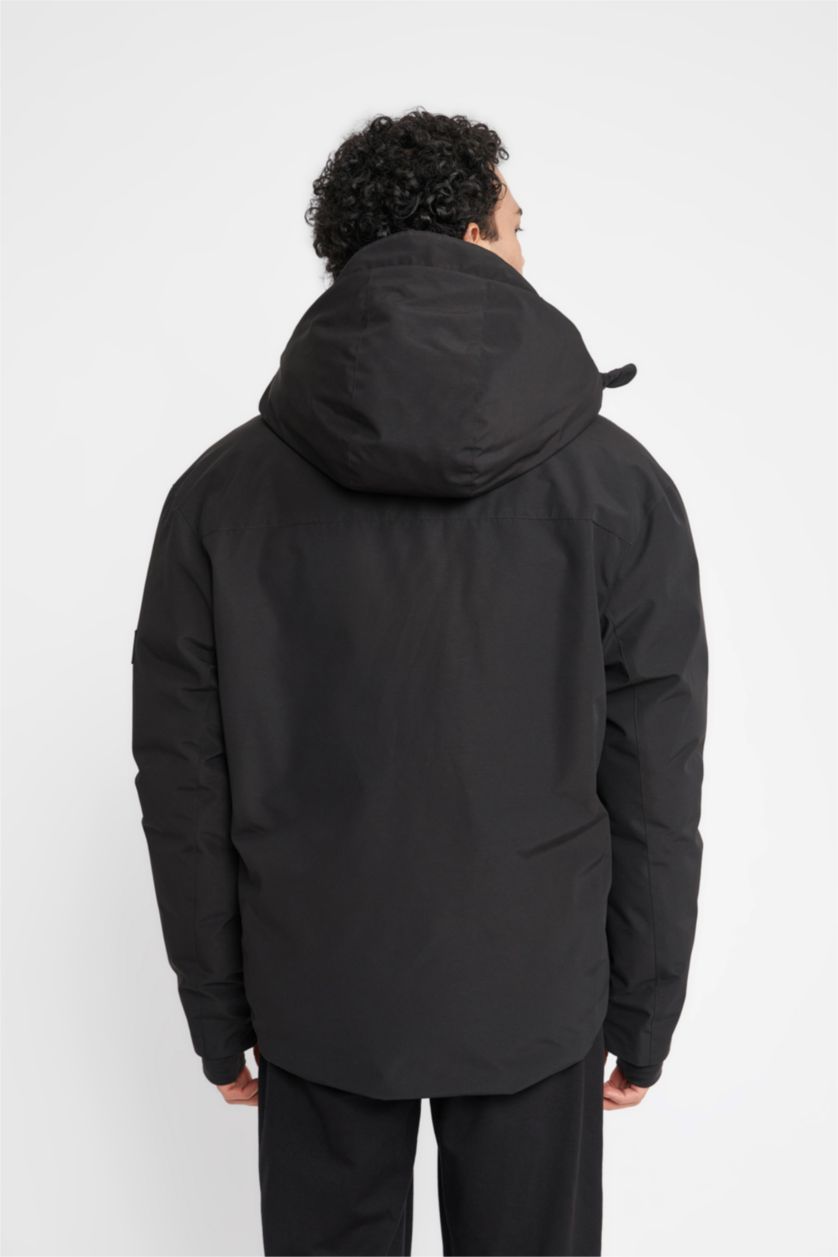 MAN Black DeFactoFit Slim Fit Hooded Silk Fabric Jacket