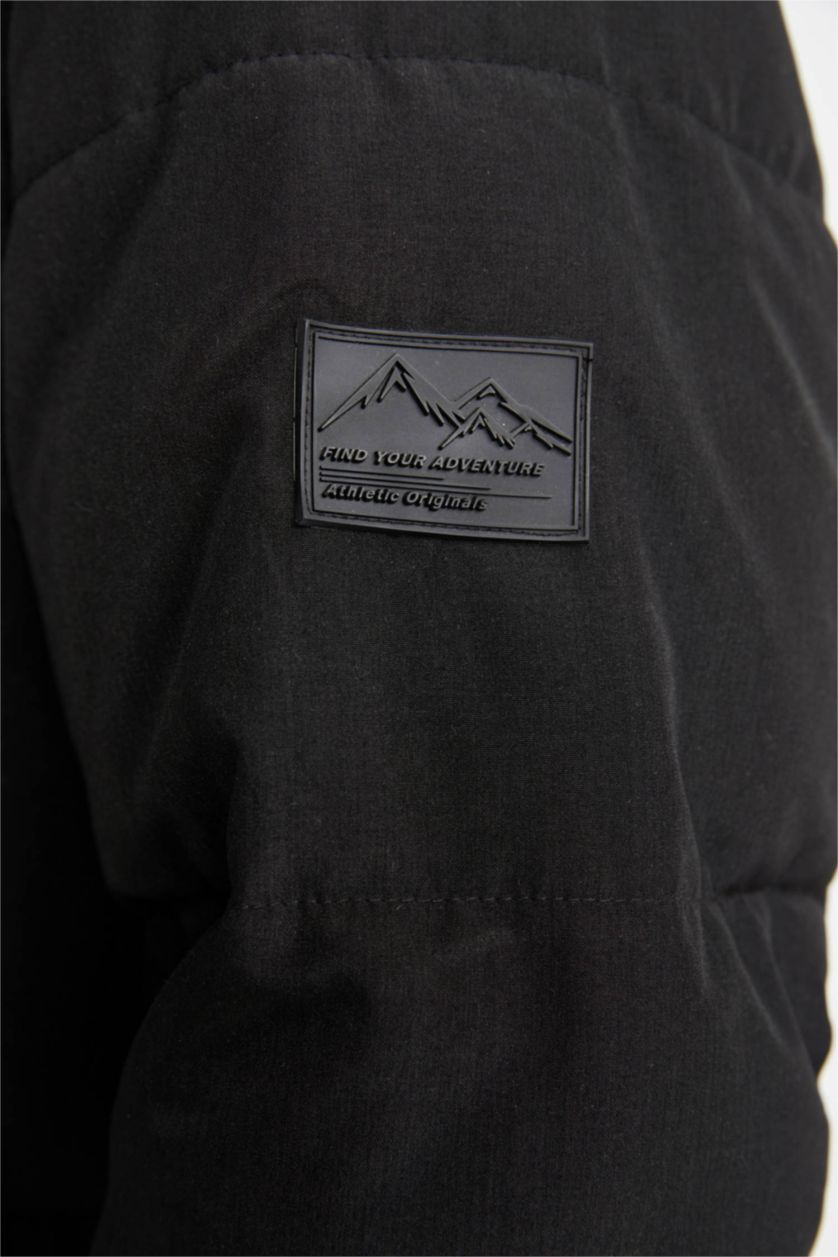 MAN Black DeFactoFit Water Repellent Slim Fit Hooded Puffer Jacket