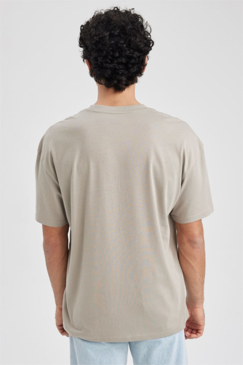 MAN Stone Comfort Fit Crew Neck Printed Cotton T-Shirt