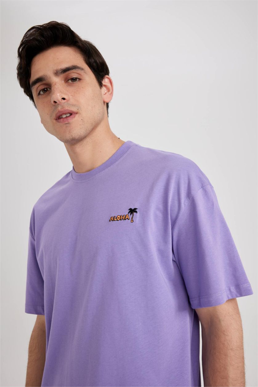 Ерлер Қара Сирень дөңгелек жаға минималл Қысқа жеңді футболка