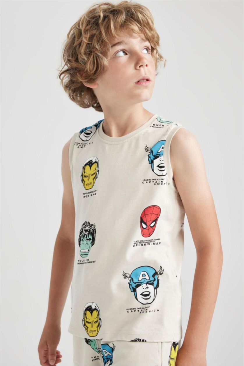 Boys & Teens Beige Boy Marvel Comics Crew Neck Singlet