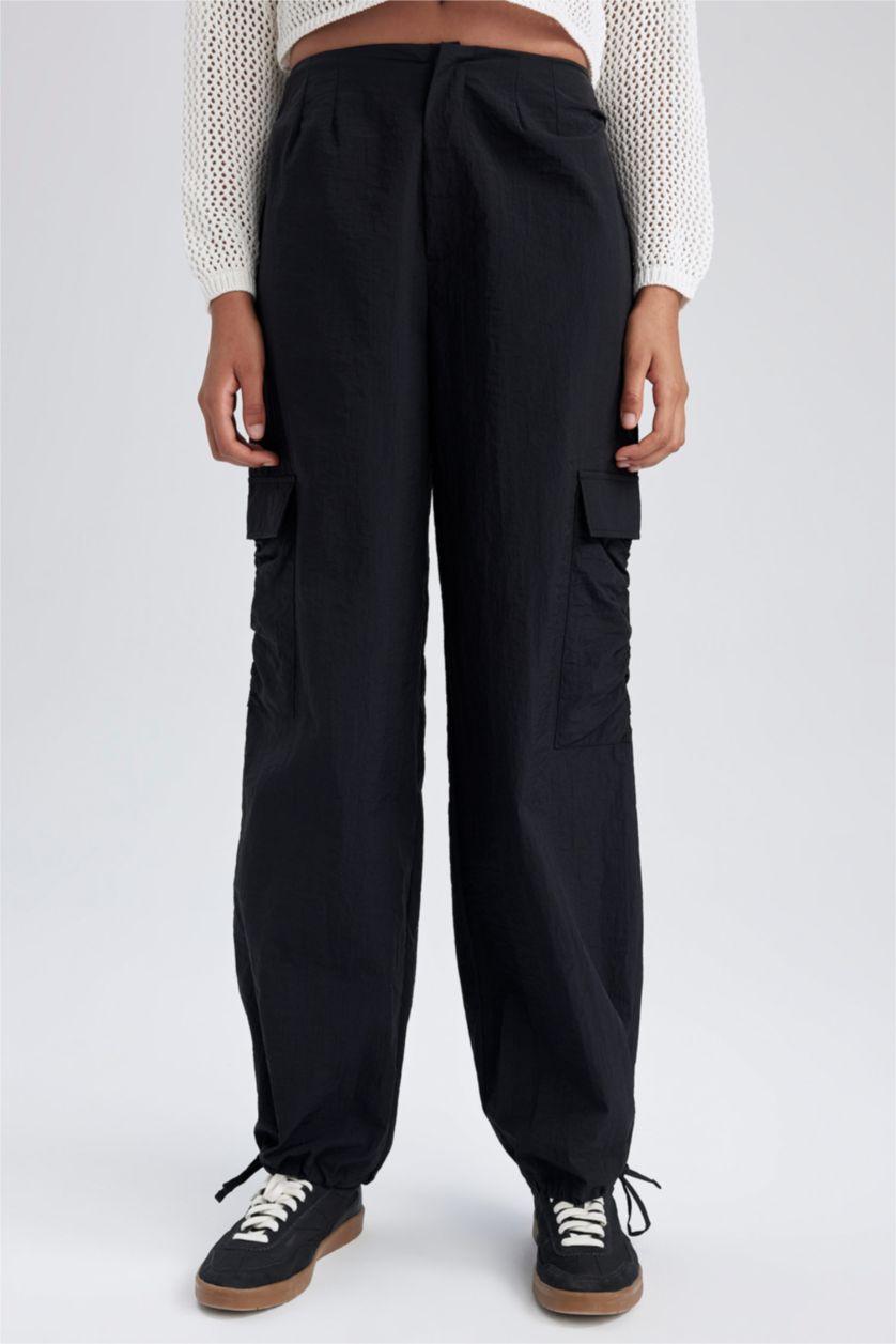 FEMME Noir Pantalon Parachute Standard