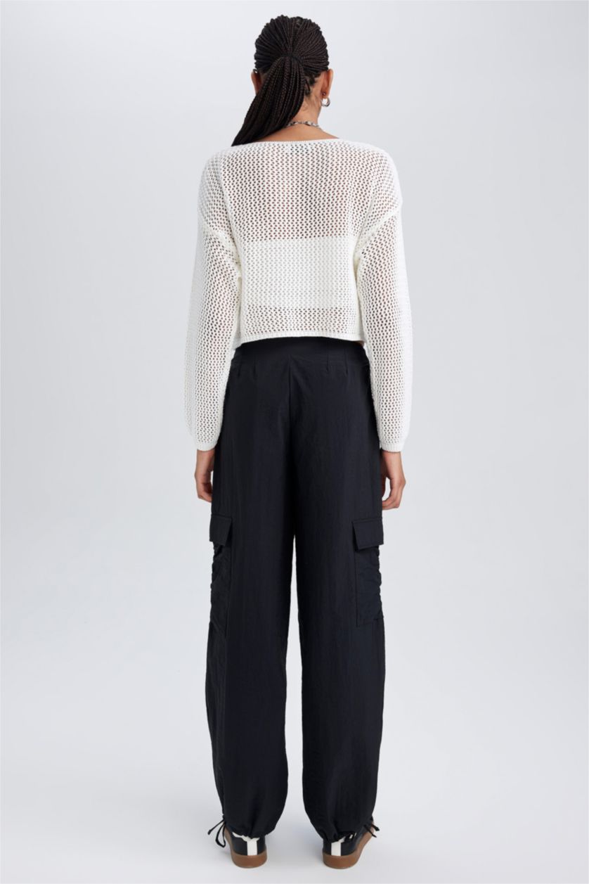 FEMME Noir Pantalon Parachute Standard