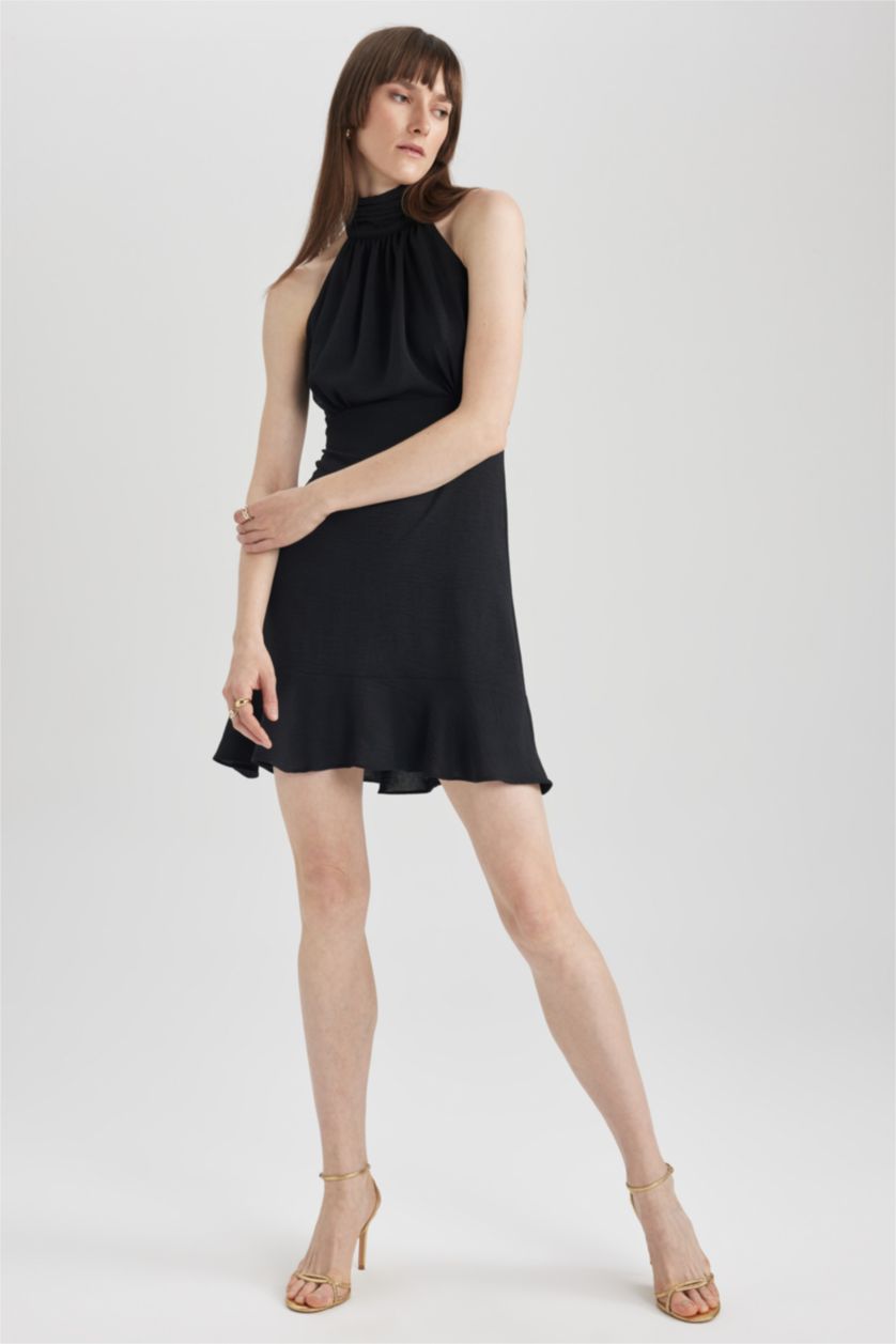 FEMME Noir Robe Tissée sans Manches