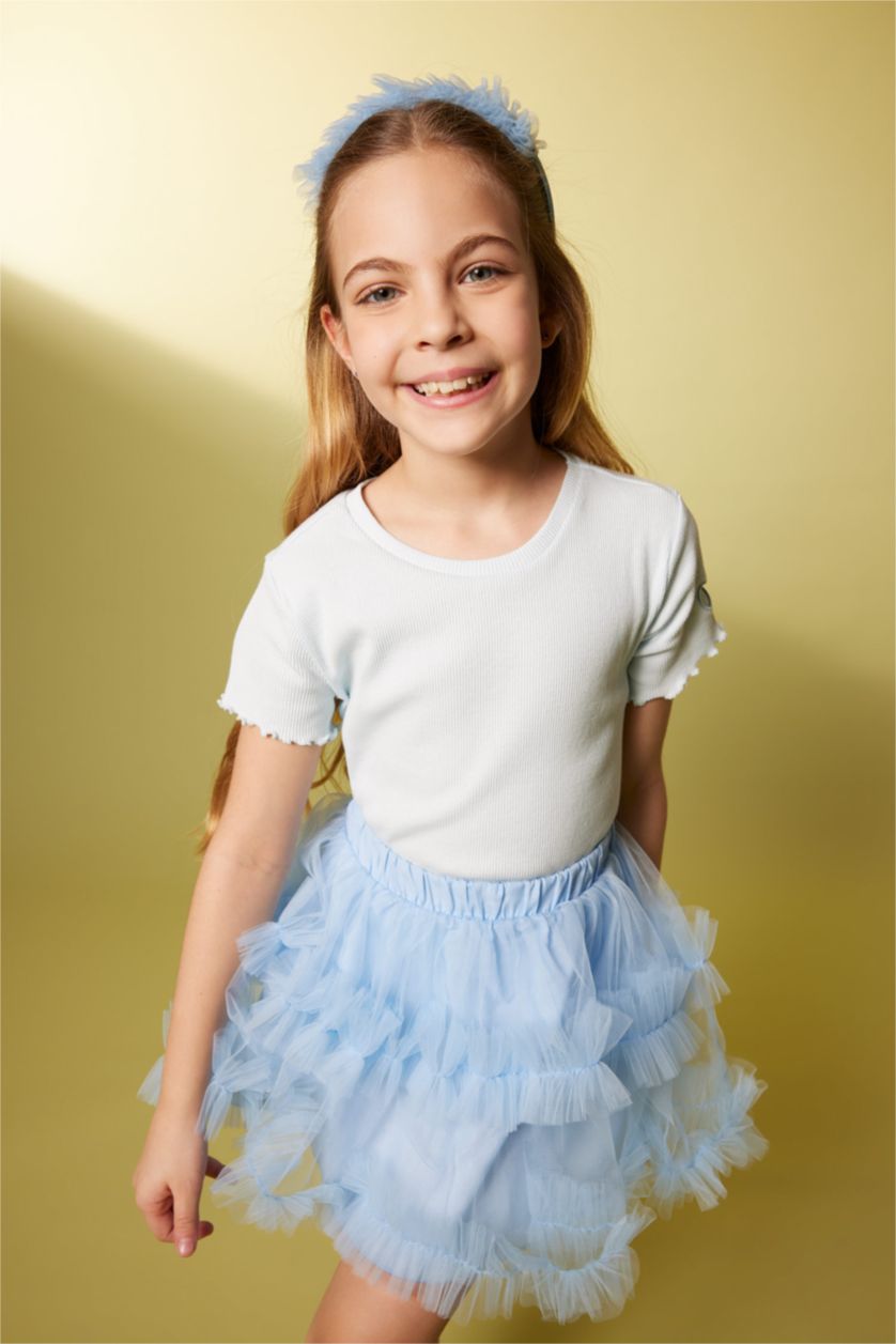 Девочки и подростки Светло-синий Футболка приталенного кроя для девочек, Школьная коллекция