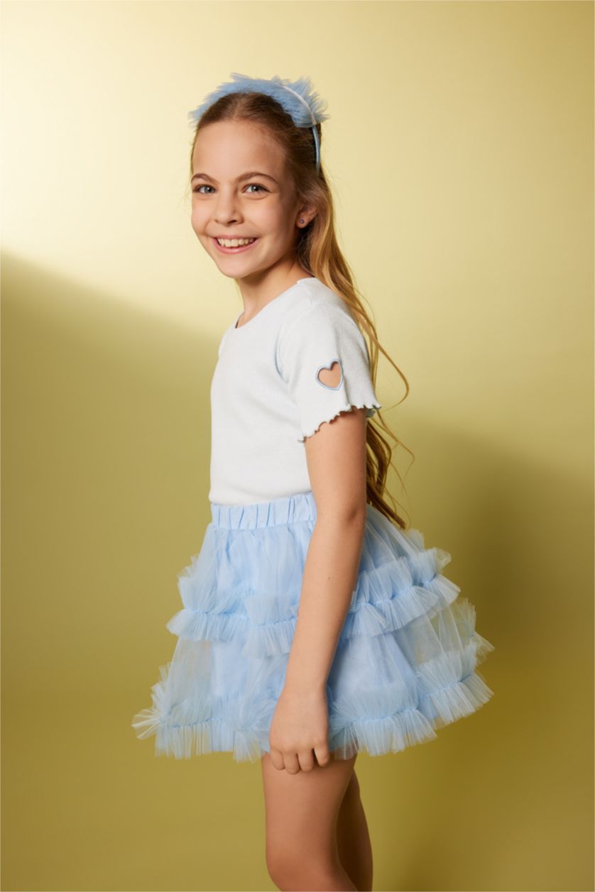 Девочки и подростки Светло-синий Футболка приталенного кроя для девочек, Школьная коллекция