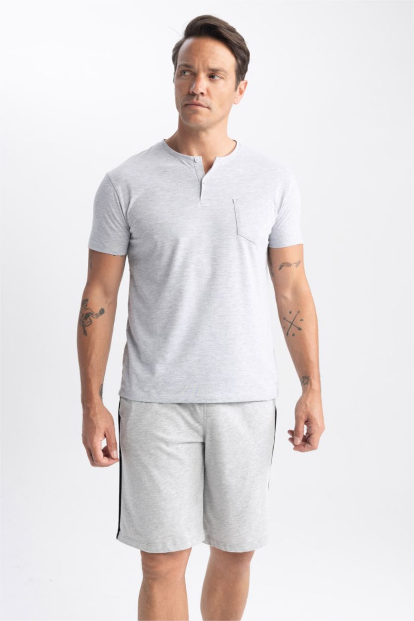 MAN Grey Melange Regular Fit Knitted Bottoms
