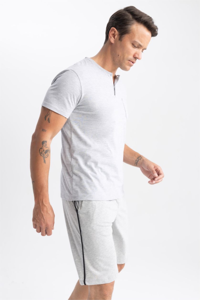 MAN Grey Melange Regular Fit Knitted Bottoms