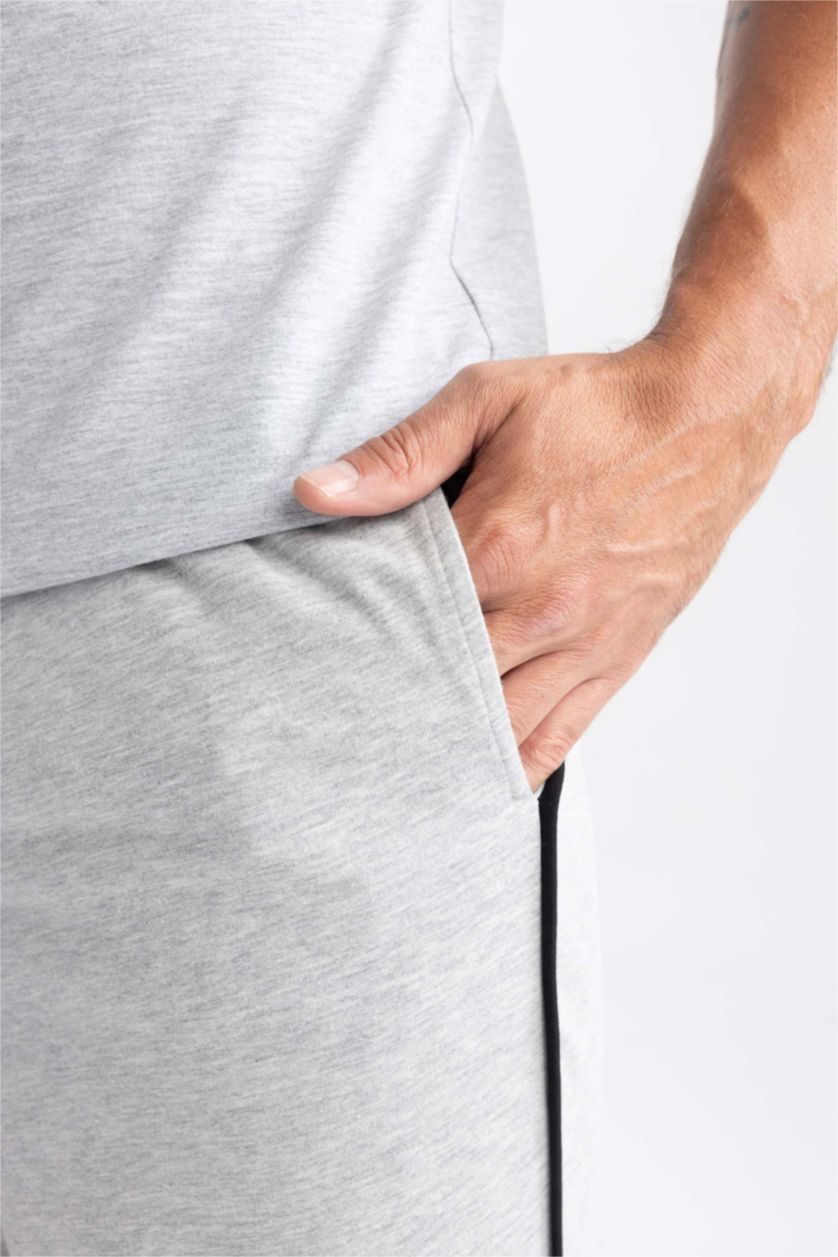 MAN Grey Melange Regular Fit Knitted Bottoms