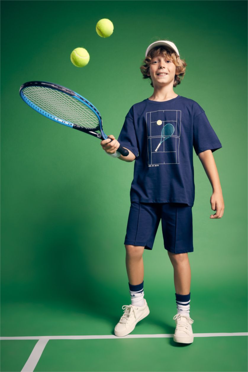 BOYS & TEENS NAVY Oversize Fit Printed Short Sleeve T-Shirt