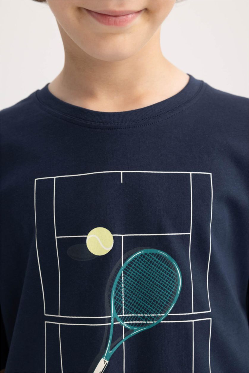 BOYS & TEENS NAVY Oversize Fit Printed Short Sleeve T-Shirt